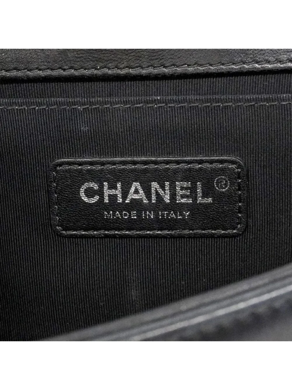 Chanel Shoulder Bag Boy Lambskin Black Silver